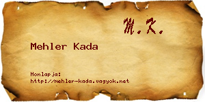 Mehler Kada névjegykártya